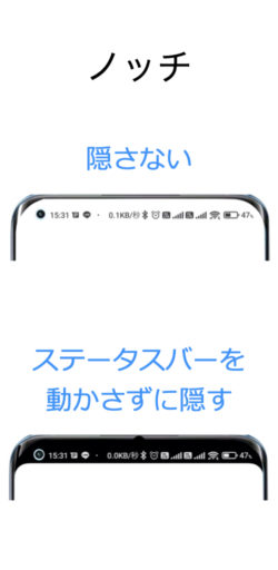 Xiaomi Mi 11 Lite 5G のパンチホール型のノッチ表示は二通りあります 